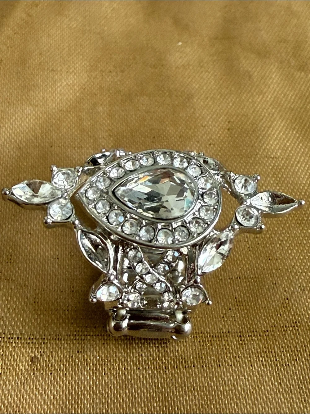 Silver-Tone Teardrop Crystal Statement Ring - Women Jewelry